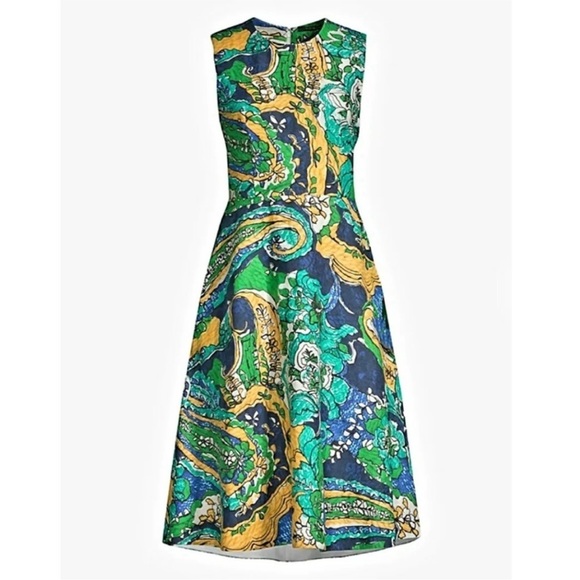 Kobi Halperin Sophie Tropical Multicolor Printed Belt Tie Flare Linen Dress S - Picture 3 of 12